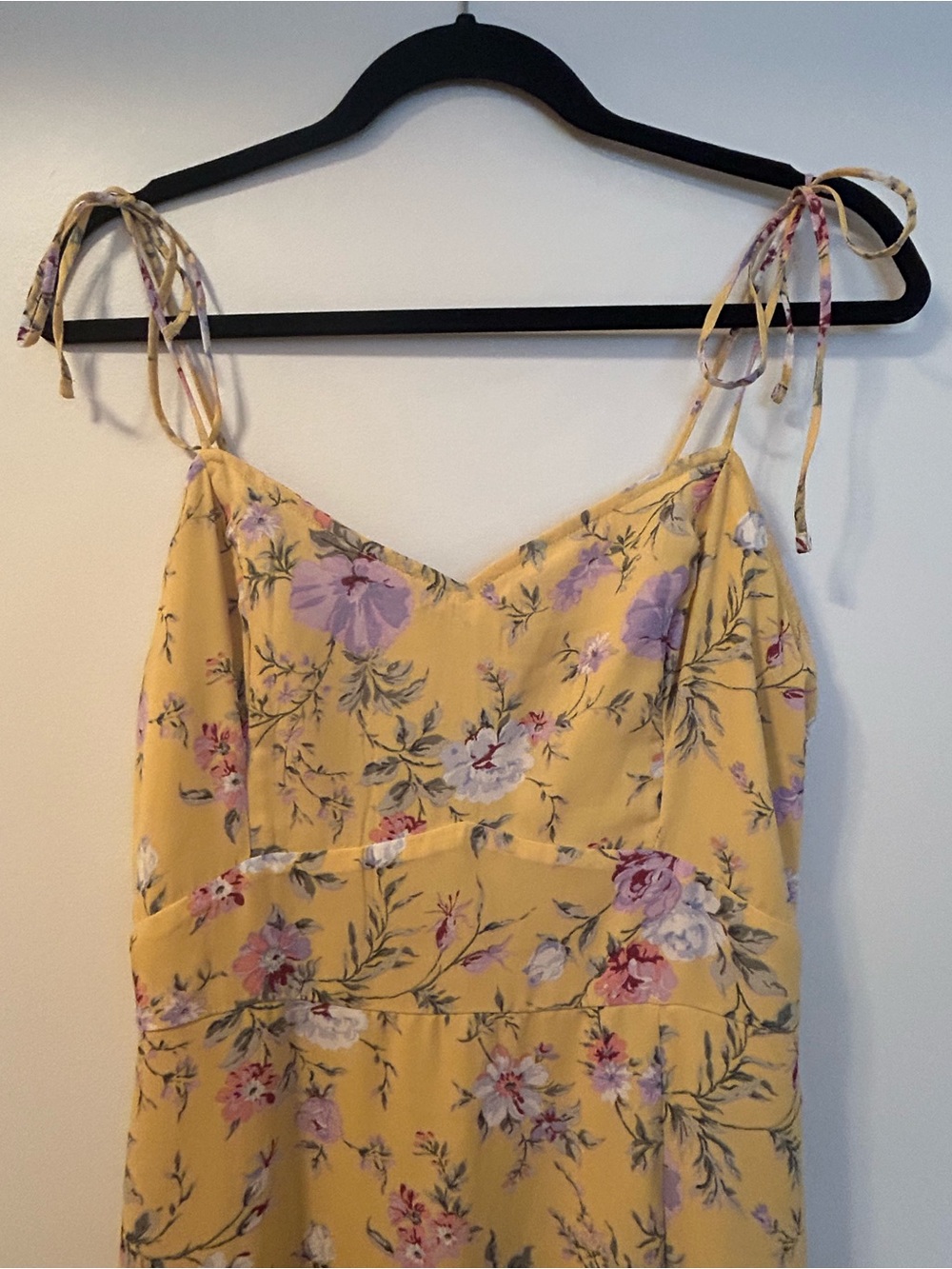 Abercrombie Yellow Floral Tie-Shoulder Maxi Dress